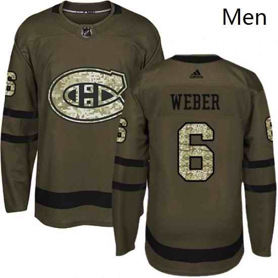 Mens Adidas Montreal Canadiens 6 Shea Weber Authentic Green Salute to Service NHL Jersey